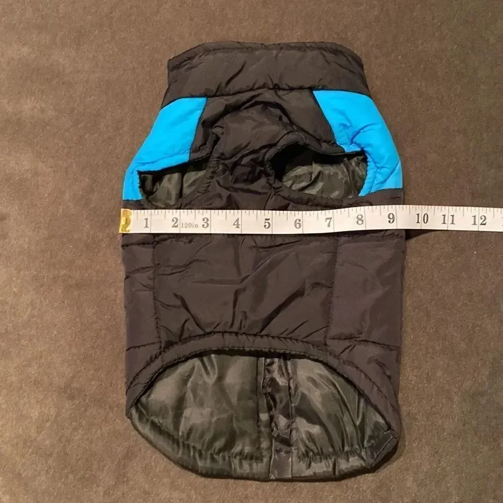 Dog Coat Black & Blue ZipUp No Pull Design D-Rings to attach Leash Size L NEW